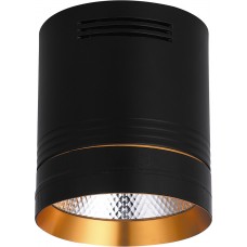 Светодиодный светильник AL521 накладной 10W 4000K черный с золотым кольцом