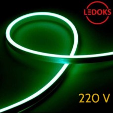 Тонкий гибкий неон зеленый 220В, 8Вт, 120LED